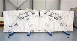 Dover White Marble Bookmatched Slabs, 2 Cm