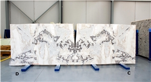 Dover White Marble Bookmatched Slabs, 2 Cm