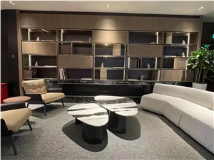 New Panda White Marble Table Custom Size Stone Interior Furniture