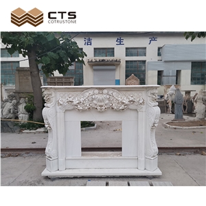 Custom High End Best Price Interior White Marble Fireplace
