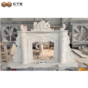 Custom High End Best Price Interior White Marble Fireplace