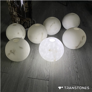 Transtones White Alabaster Round Shape Alabaster Globe Lights