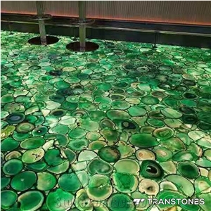 Interior Decor Translucent Natural Green Agate Floor Sheet