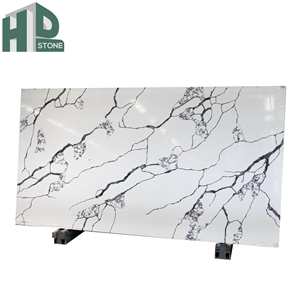 Chinese Engineered Marble Calacatta White Quartz Stone Slab