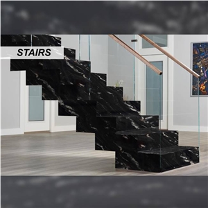 Titanium Exotica Black Gold Granite Stairs, Steps