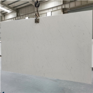 Artificial Quartz Slabs White Color Veins Calacatta White