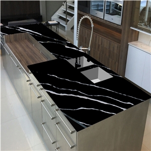 High Quality Black Engineered Stone For Kitchentops