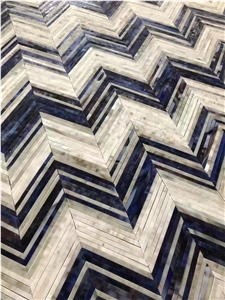 Blue Marble Linear Mosaic Tiles
