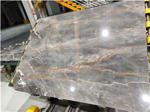 Grey Marble  Gold Vein Stone Table Top Cafe Table