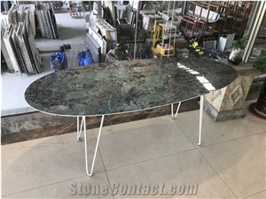 Amazon Green Sintered Stone Dining Table Matel Leg