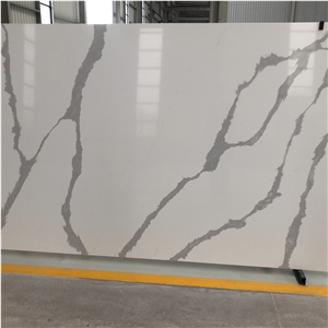 Artificial Calacatta White Marble With Black Vein Quartz Slabs