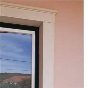 Moca Creme Grao Fino-Moca Cream Fine Grain Limestone Window Surround, Window Frame