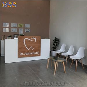 Beautiful Custom Logo Marble Top Reception For Dental Clinic