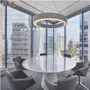 Fashion Gloss White Stone Small Round Conference Room Table