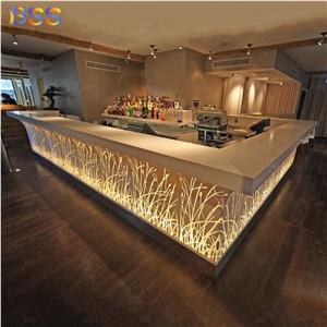 Luxury Art Led Light Marble Stone Modern Restaurant Bar Idea