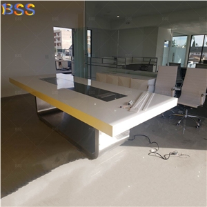Luxury Rectangular White Marble Modern Conference Room Table