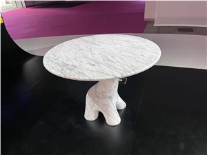 Carved Stone Coffee Table Marble Statuario Hotel Furniture