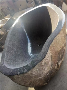 SPA Stone Bath Tub Natural Brown River Stone Eclipse Bathtub
