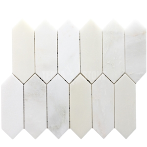 Oriental White Marble Stone Mosaic Long Picket Hexagon Tile