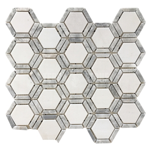 Honeycomb Thassos Carrara Marble Stone Hexagon Mosaic Tile