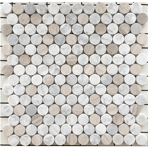 Multi Colors Mixed Penny Round Marble Stone Mosaic Tiles