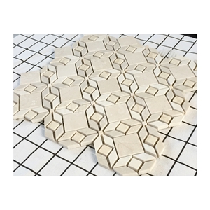 Mini Rhombus Mosaic Egypt Beige Marble Bathroom Floor Tile