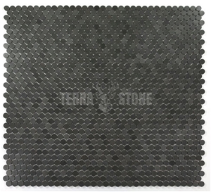 Basalt Penny Round Black Stone Mosaic Tile