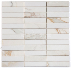 Calacatta Gold Marble Stacked Linear Mosaic Wall Tile