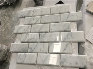 Carrara White Marble 2"X4" Subway Beveled Mosaic Tile
