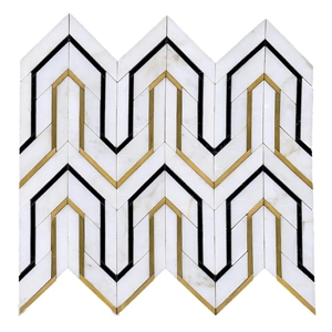 Dolomite, Wooden, & Athens Marble Waterjet Mosaic Tile