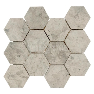 Hexagon 83Mm Thala Grey Marble Mosaic Tile