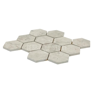 Hexagon 83Mm Thala Grey Marble Mosaic Tile