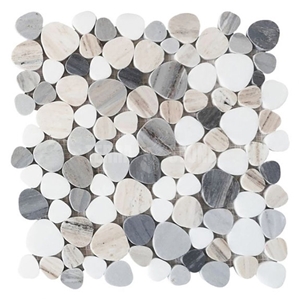 Natural Pebble Mixed Marble Mosaic Tile Backsplash