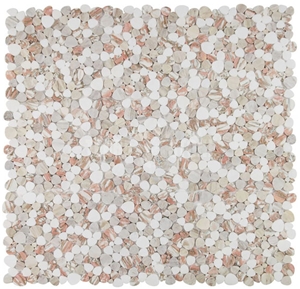 Norwegian Rose Marble Pink Stone Mosaic Pebble Pattern Tile
