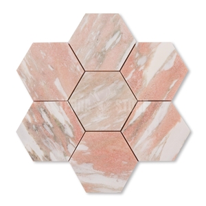 Norwegian Rose Marble Small 1 Inch Hexagon Mosaic Tile