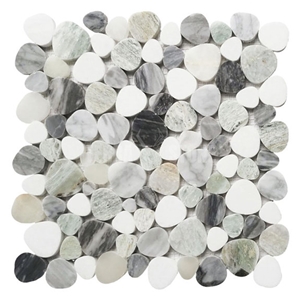 Thassos Crystal Pure White Marble Mosaic Pebble/Heart Shape