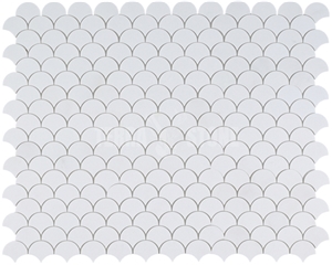 Thassos Crystal White Marble Mosaic Fish Scale Tiles