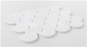 Thassos Crystal White Marble Mosaic Fish Scale Tiles