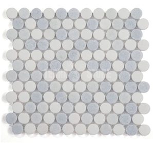 Thassos White And Ming Green Marble Penny Round Mosaic
