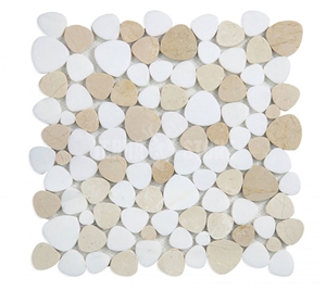 Volakas Marble Mosaic Pebble Heart Pattern Bathroom Tile
