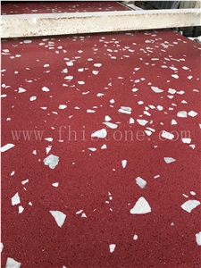 Red Terrazzo With White Marble Chips