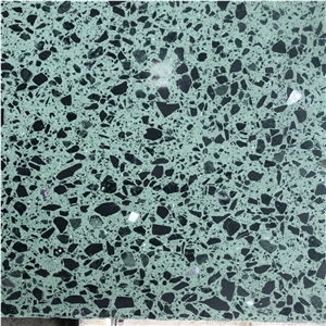 Green Terrazzo With Black Marble Chips