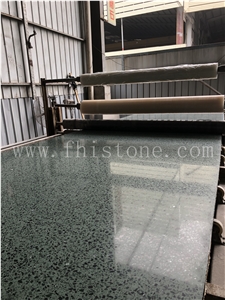 Green Terrazzo With Black Marble Chips