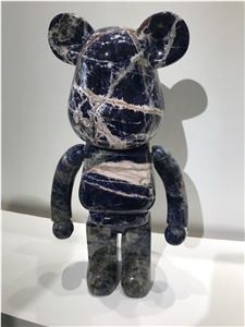 Blue Sodalite Granite Gloomy Bear Stone Animal Sculpture