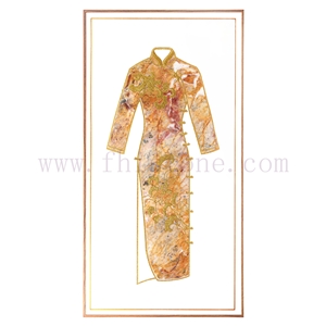Stone Artwork Carved Gift Cheongsam Waterjet Marble Painting