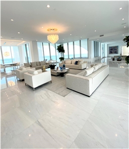 Dione White Marble Polished Floor Applications