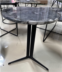 Da Vinci Marble  Round Top Iron Coffee Table