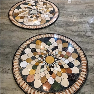 Hand Made Natural Stone Waterjet Marble Medallion For Floor