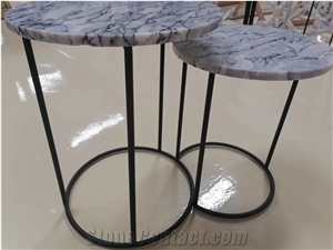 Marble Furniture Round Marble Top Iron Coffee Table Tops