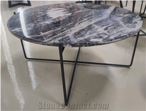 Natural Marble Furniture Round Top Iron Coffee Table